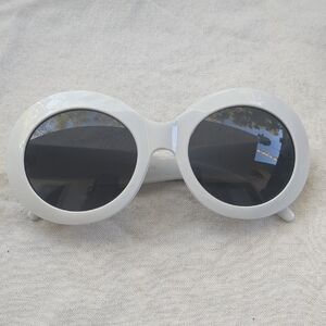 White Oversized Round Sunglasses